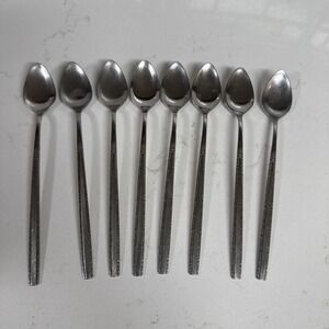 8 Oneida Community VIA ROMA Iced Tea Spoons 7-5/8" Stainless Flatware